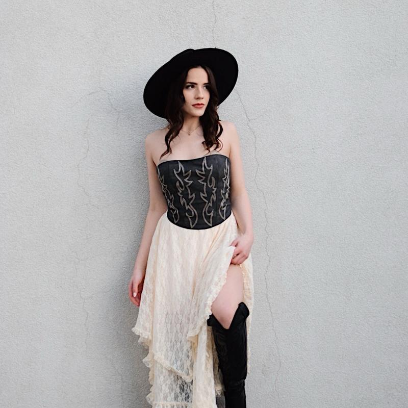 Chic Vegan Leather Embroidered Western Corset Top for a Stylish Look